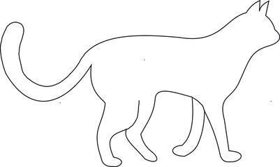 Silhouette of a black line cat.  Vector seamless pattern is useful for creating designs.