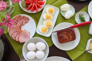 Easter breakfast table in Poland
