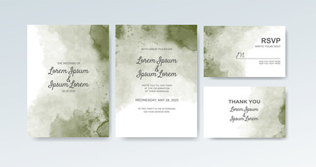 Wedding invitation with abstract watercolor background