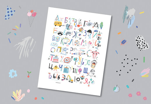 Creative Russian Alphabet Posters Layout