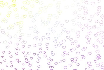 Light Pink, Yellow vector backdrop with sweet hearts.