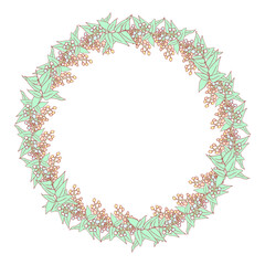 Pagan Festival Ostara greeting card. Vector frame design in pastel colors with lettering Blessed and happy Ostara.