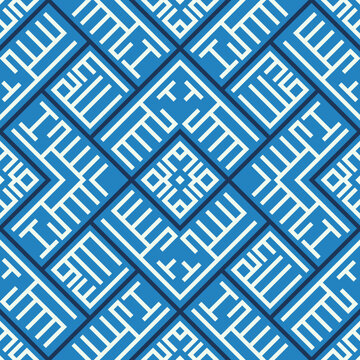 Seamless vector geometric background repeating pattern, oriental central asian mosaic