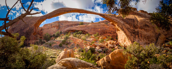 Panorama shot of Landscape Arch in Arches National Park
