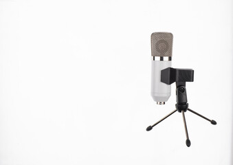 studio microphone on tripod isolated on white background