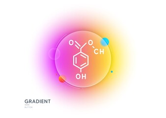 Chemical formula line icon. Gradient blur button with glassmorphism. Chemistry lab sign. Analysis symbol. Transparent glass design. Chemical formula line icon. Vector