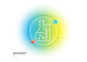 Chemistry lab line icon. Gradient blur button with glassmorphism. Laboratory flask sign. Analysis symbol. Transparent glass design. Chemistry lab line icon. Vector
