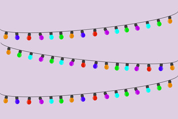 large festive garland with light bulbs of different colors