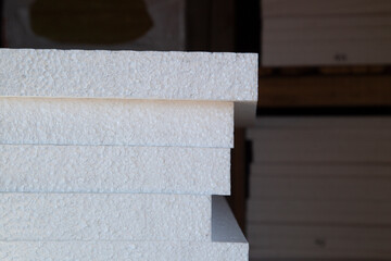 Styrofoam. Building material.Material for heat and noise insulation.
