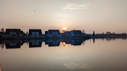 sunset over the lake