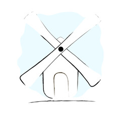 Hand drawn mill icon in vector. Doodle mill icon in vector. Vector doodle illustration of old mill