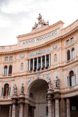 Fototapeta na wymiar Exterior view of Galleria Umberto I, a public shopping gallery in Naples, Italy