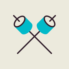 Marshmallow on wooden stick vector icon