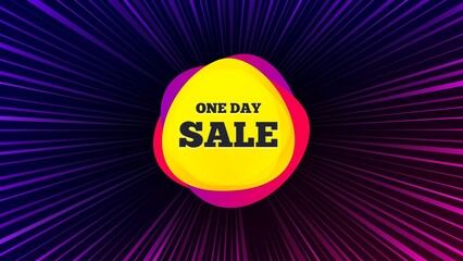 Sunburst ray beam banner. One day sale banner. Discount sticker shape. Coupon bubble icon. Offer explosion background. Sun burst ray effect. Day sale badge. Vector