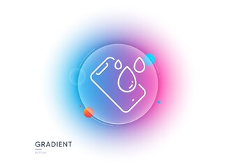 Smartphone waterproof line icon. Gradient blur button with glassmorphism. Phone sign. Mobile device symbol. Transparent glass design. Smartphone waterproof line icon. Vector