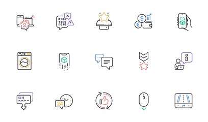Winner podium, Binary code and Currency rate line icons for website, printing. Collection of Winner medal, Gps, Card icons. Augmented reality, Interview, Refresh like web elements. Vector