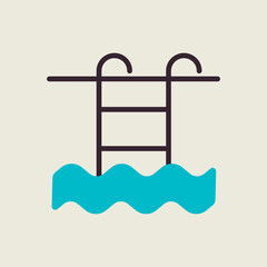 Obraz na płótnie Canvas Swimming pool flat vector icon