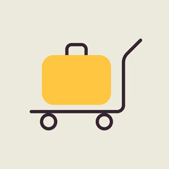 Baggage, luggage, suitcases on trolley vector icon