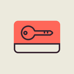 Card key flat vector icon