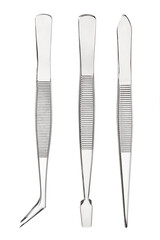 Set of steel tweezers