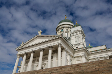 Fototapeta na wymiar View of the Cathedral from the Senate Square in Helsinki, Finland