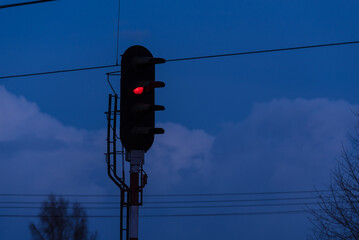 SEMAPHORE - Evening landscape of railroad infrastructure

