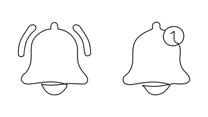 Crédence de cuisine en verre imprimé Une ligne Notification bell, continuous one line drawing, isolated on white background. vector