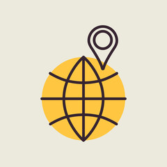 Globe with pin vector icon. Navigation sign