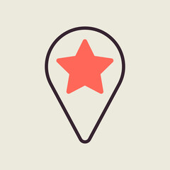 Star favorite pin map icon. Map pointer, markers