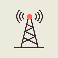 Communication antenna vector icon. Navigation sign