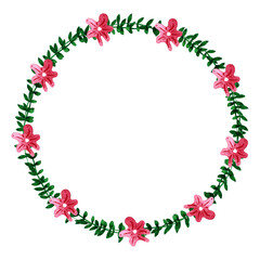 Watercolor wreath on a white background