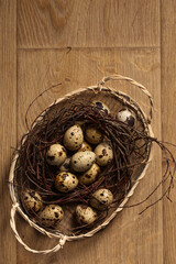quail eggs in a nest