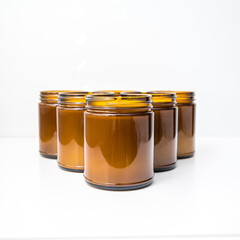 Front view of candles in a white studio