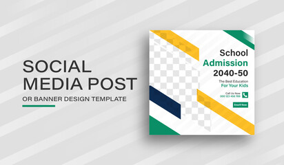 Back To School Admission Promotion Social Media Post Template Design. Students admission social media post, Back to school online marketing banner layout