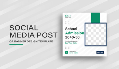 Back To School Admission Promotion Social Media Post Template Design. Students admission social media post, Back to school online marketing banner layout