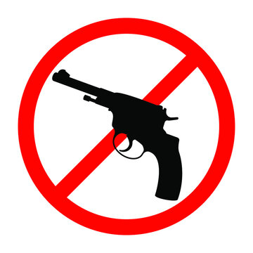 No weapons sign. No guns icon. Red round prohibition sign. Vector illustration. Stop war