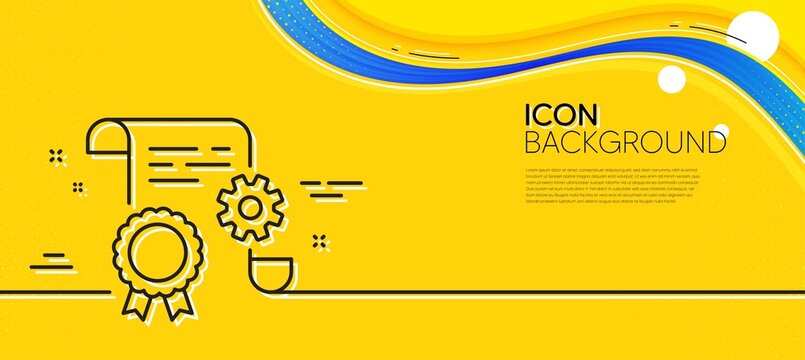 Engineering doc line icon. Abstract yellow background. Technical documentation sign. Construction certificate symbol. Minimal construction document line icon. Wave banner concept. Vector
