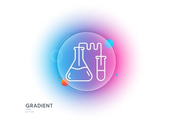 Medicine chemistry lab line icon. Gradient blur button with glassmorphism. Medical laboratory sign. Transparent glass design. Chemistry lab line icon. Vector