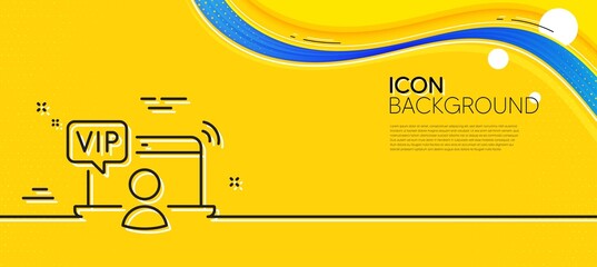 Fototapeta na wymiar Vip line icon. Abstract yellow background. Very important person access sign. Member privilege symbol. Minimal vip access line icon. Wave banner concept. Vector