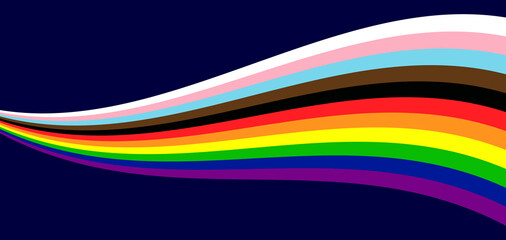 Progress Pride Flag Wave Background. Vector Background for Pride Month - obrazy, fototapety, plakaty
