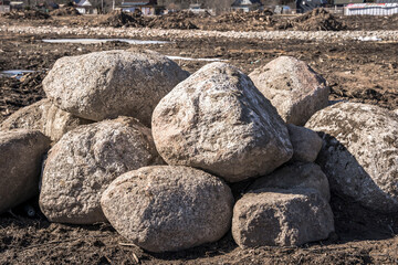 a pile of boulders on the site for the construction © Андрей Знаменский
