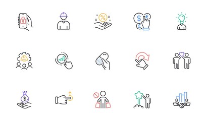 Loan percent, Capsule pill and Income money line icons for website, printing. Collection of Engineer, Education, Star icons. Graph chart, Stop shopping, Teamwork chart web elements. Vector