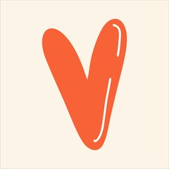 Heart, Symbol of Love and Valentine's Day. Flat Red Icon Isolated on White Background. Vector illustration.