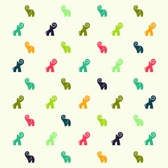 Colorful elephant vector for cute animal pattern