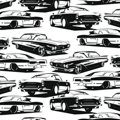 Fototapeta Classic muscle car silhouette background pattern obraz