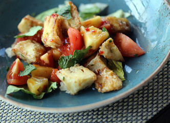 Delicious salad with eggplant and vegetables