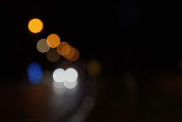 Fototapeta premium Blurred street lights. Copy space. Horizontal