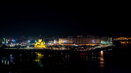 Night view of the Cathedral of the Holy Prince Alexander Nevsky.