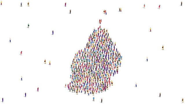 Mauritius Map A large group of people form to create a Mauritius map. 4K Video Animation.