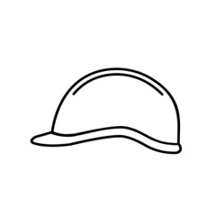 Construction helmet line icon. Protective headwear for building works . Vector Illustration